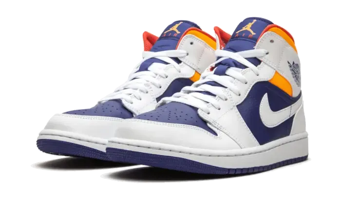 Air Jordan 1 Mid White Laser Orange Deep Royal Blue