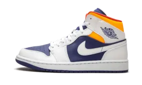 Air Jordan 1 Mid White Laser Orange Deep Royal Blue