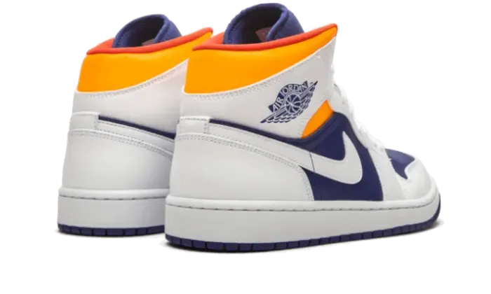 Air Jordan 1 Mid White Laser Orange Deep Royal Blue