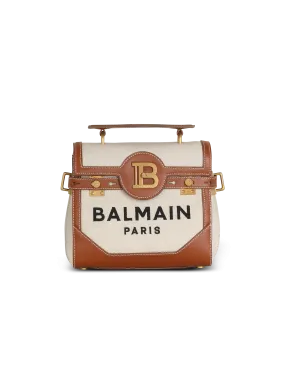 BALMAIN  Sac b-buzz 23 en toile avec empiècements en cuir - Marron