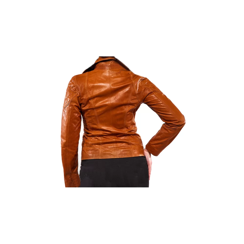 Blouson cuir femme agneau aspect vieilli modèle Chame