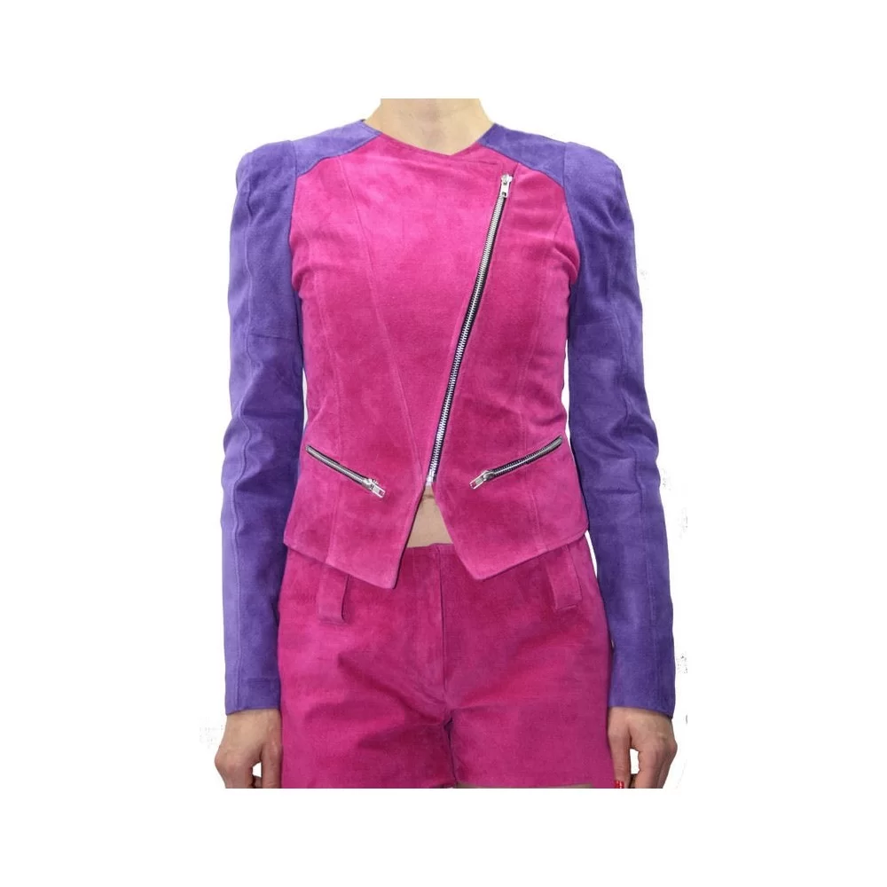 Blouson cuir femme agneau velours modèle Sania