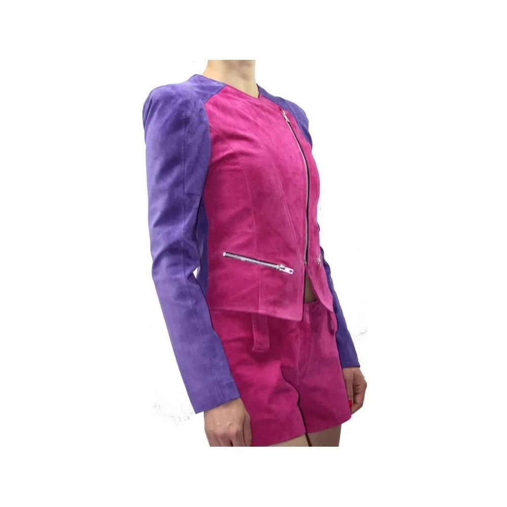 Blouson cuir femme agneau velours modèle Sania