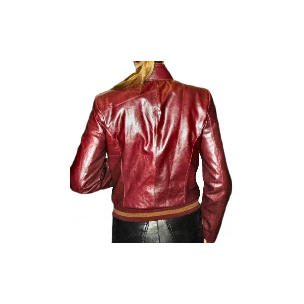 Blouson cuir femme vachette bordeaux vintage modèle Daphnée