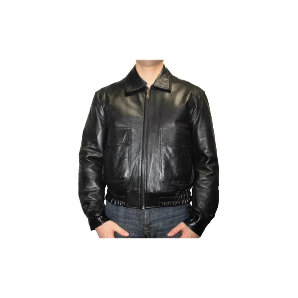 Blouson cuir homme agneau couleur noir modèle Roxy