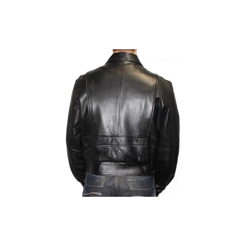 Blouson cuir homme agneau couleur noir modèle Roxy