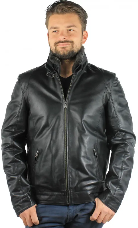 Blouson Cuir Homme Black Lines Paulene Alberto