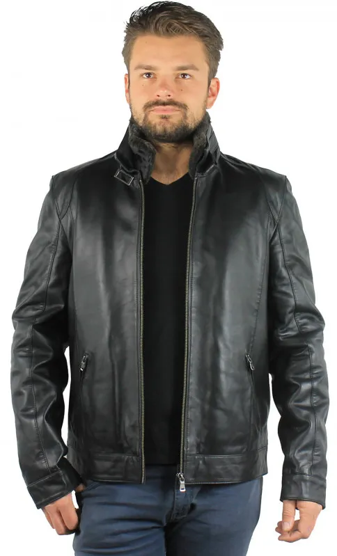 Blouson Cuir Homme Black Lines Paulene Alberto