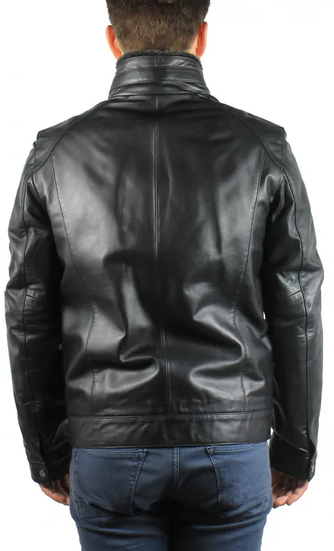 Blouson Cuir Homme Black Lines Paulene Alberto