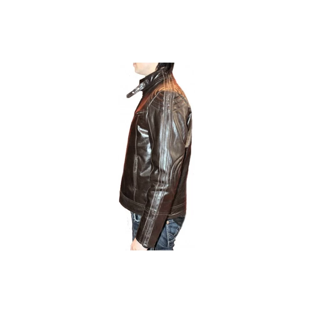 Blouson cuir homme vachette couleur marron fonçé modèle Richard