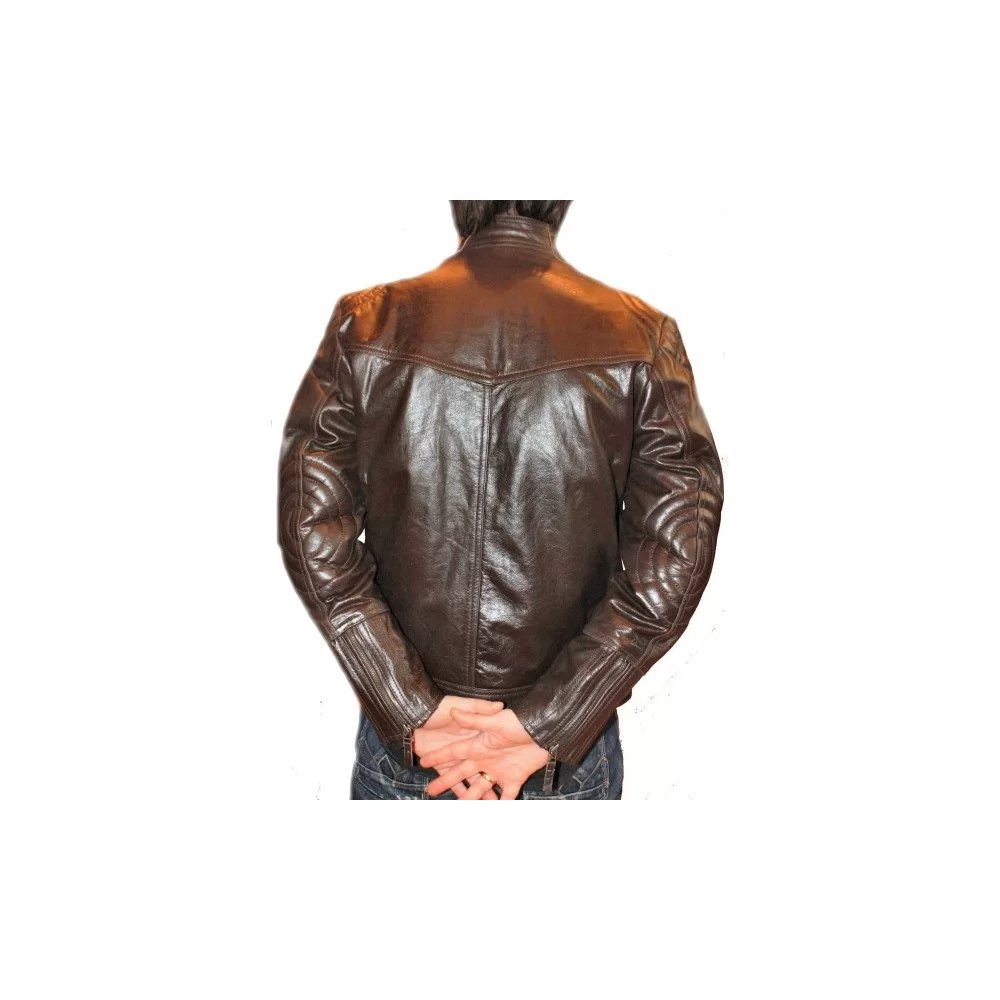 Blouson cuir homme vachette couleur marron fonçé modèle Richard