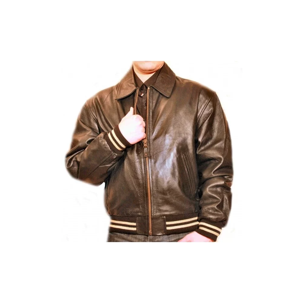 Blouson cuir homme vachette couleur marron modèle Tedy