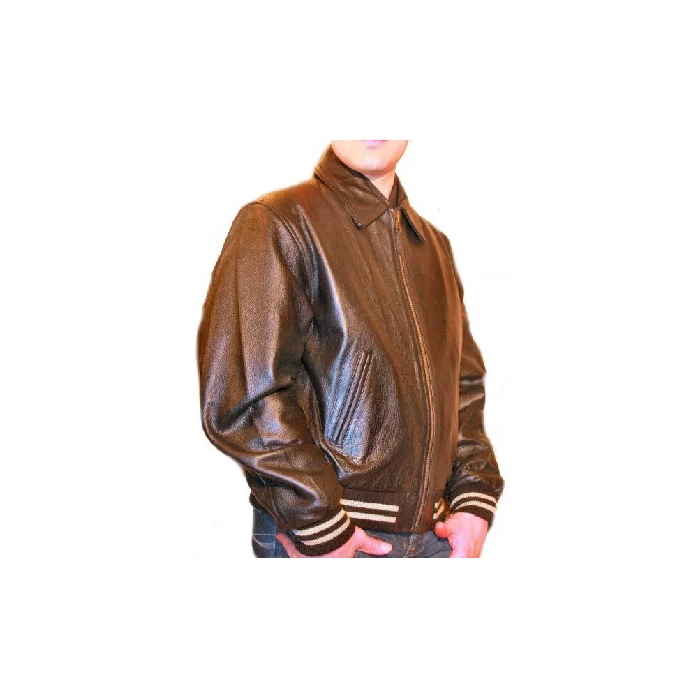 Blouson cuir homme vachette couleur marron modèle Tedy