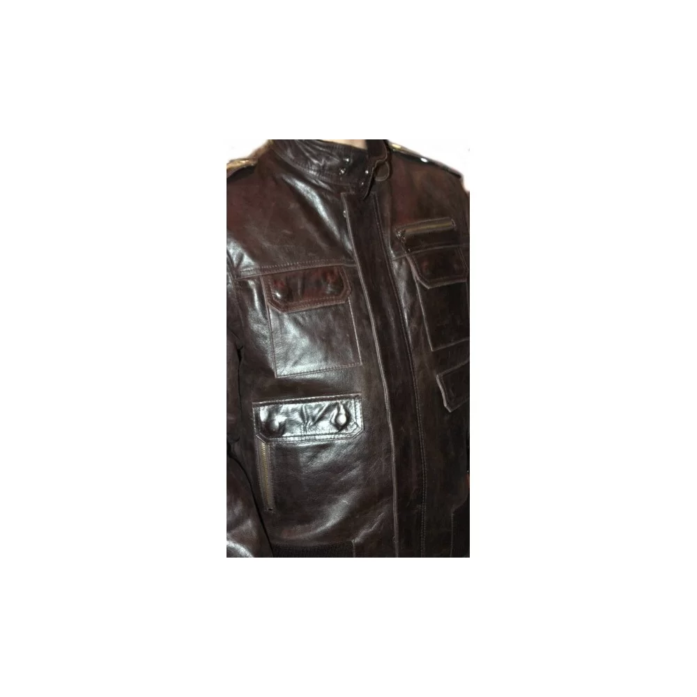 Blouson cuir homme vachette marron modèle Lex