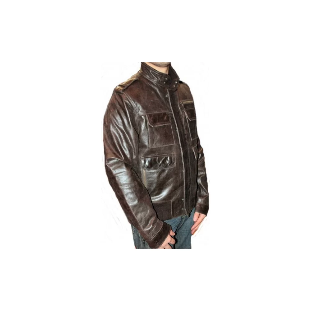 Blouson cuir homme vachette marron modèle Lex