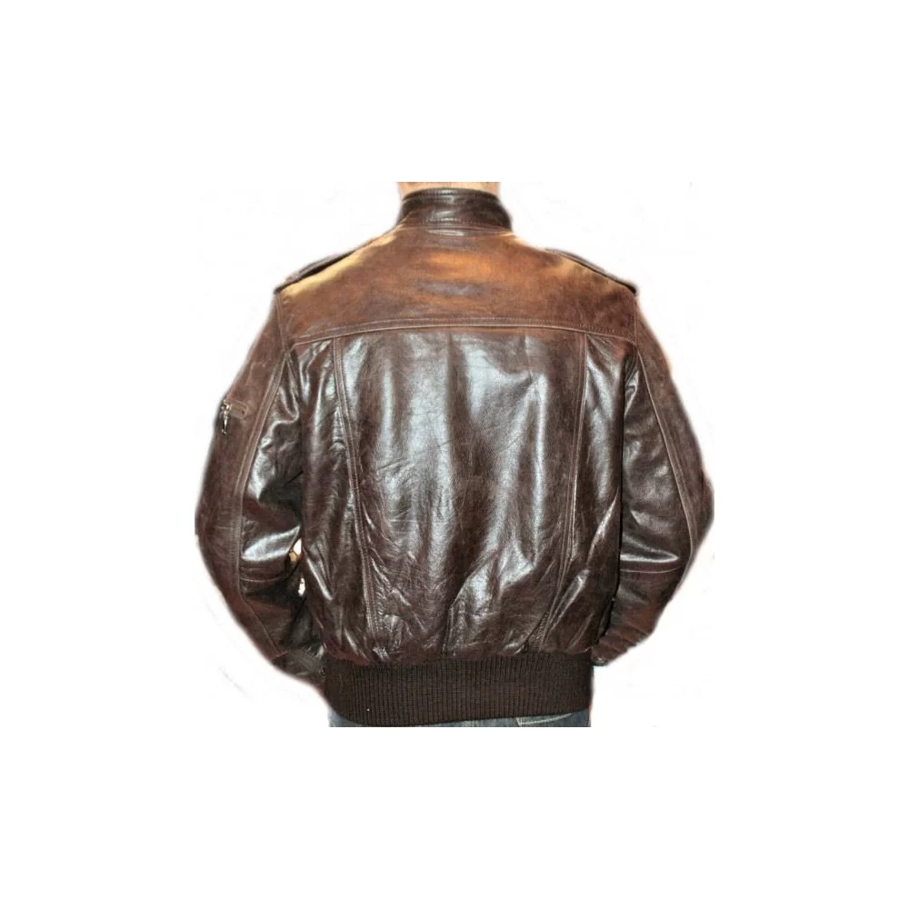 Blouson cuir homme vachette marron modèle Lex