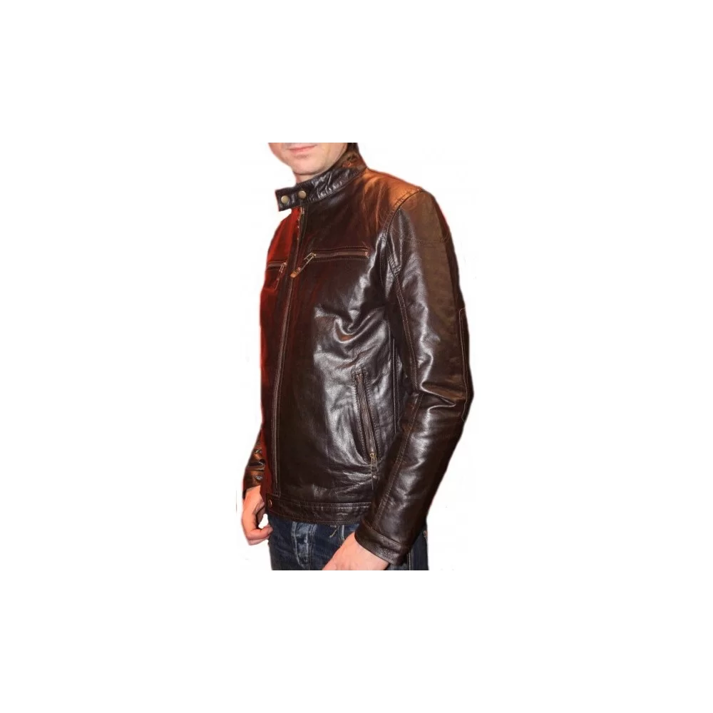 Blouson cuir homme vachette vintage marron modèle Aniba