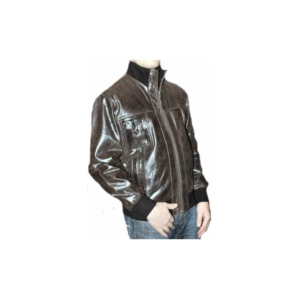 Blouson cuir homme vachette vintage marron modèle Brady