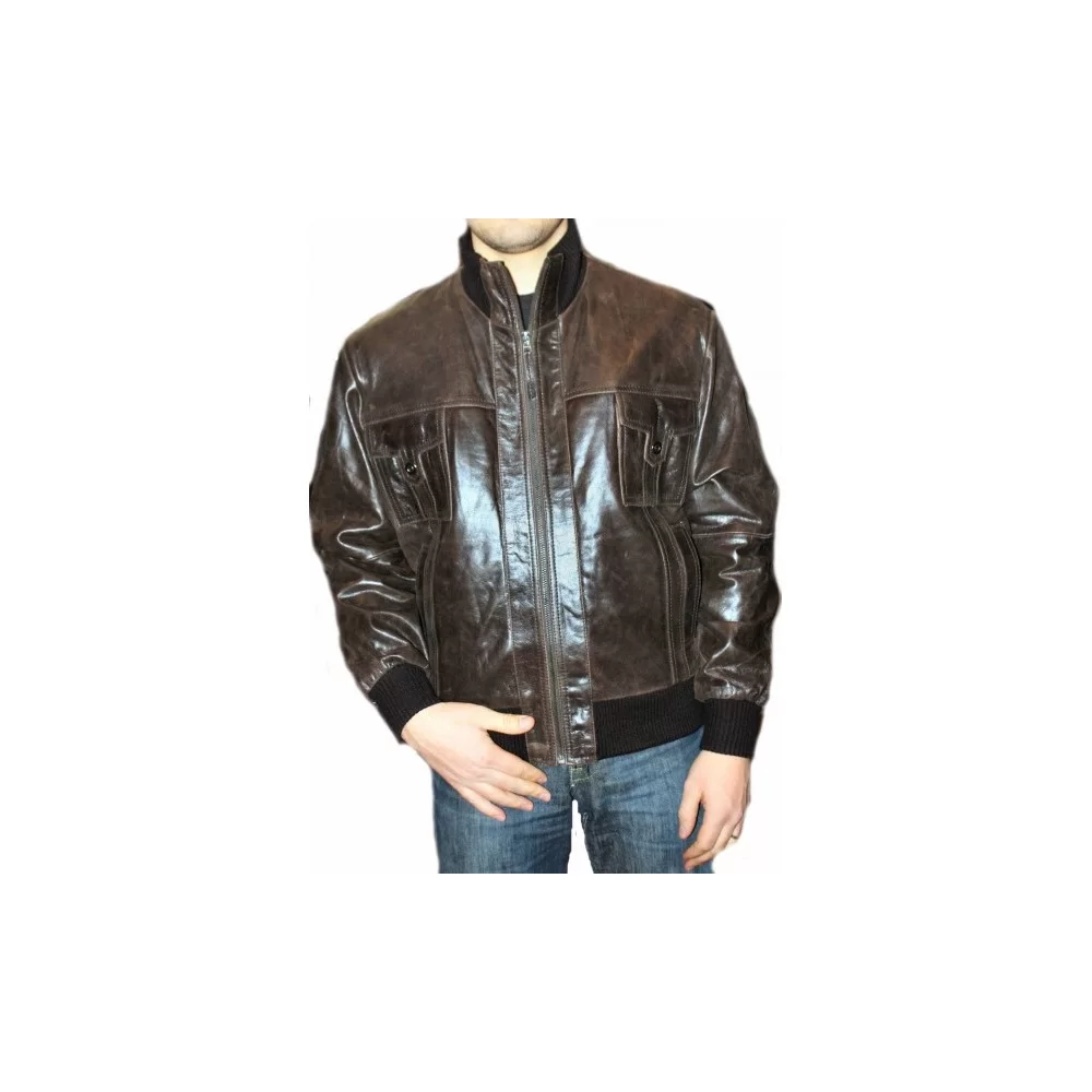 Blouson cuir homme vachette vintage marron modèle Brady