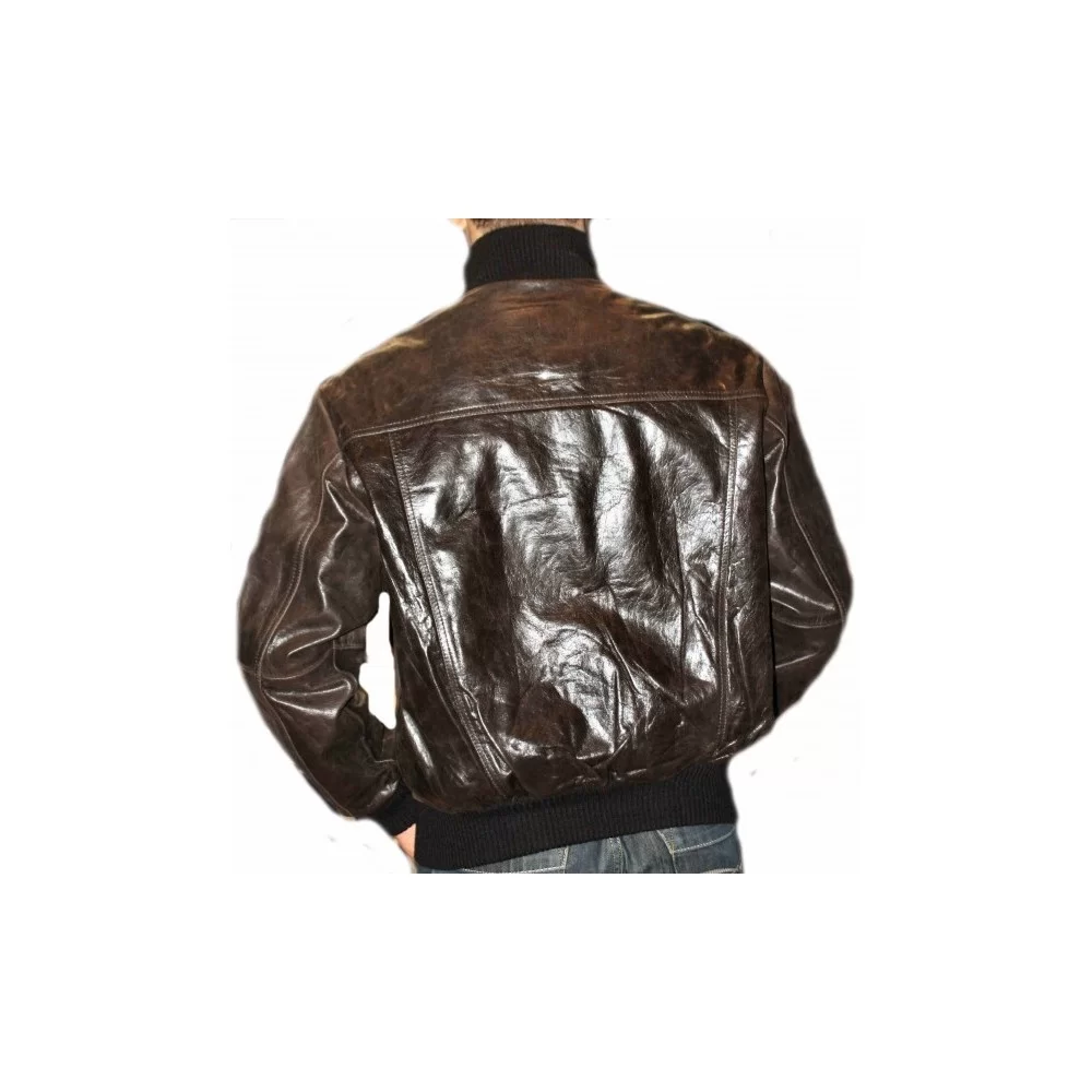 Blouson cuir homme vachette vintage marron modèle Brady