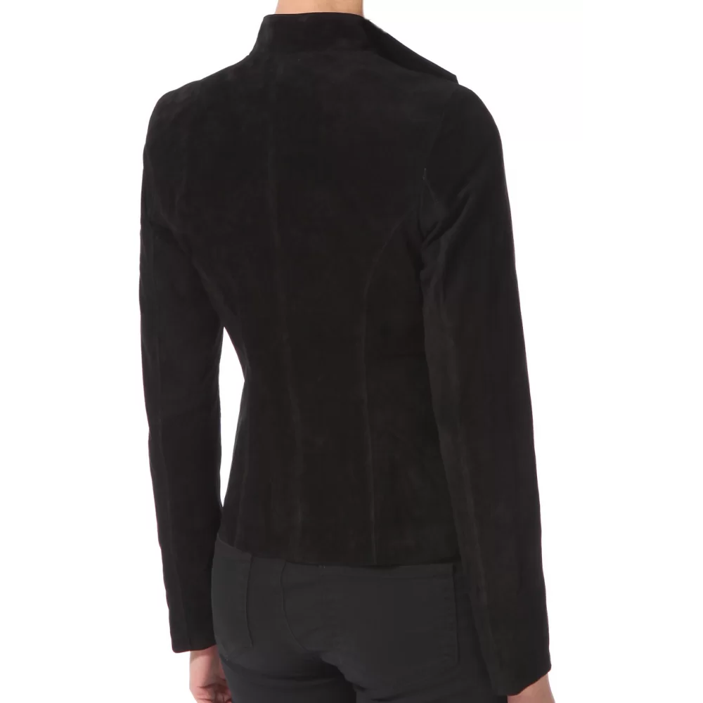 Blouson femme style perfecto agneau velours daim modèle Mira