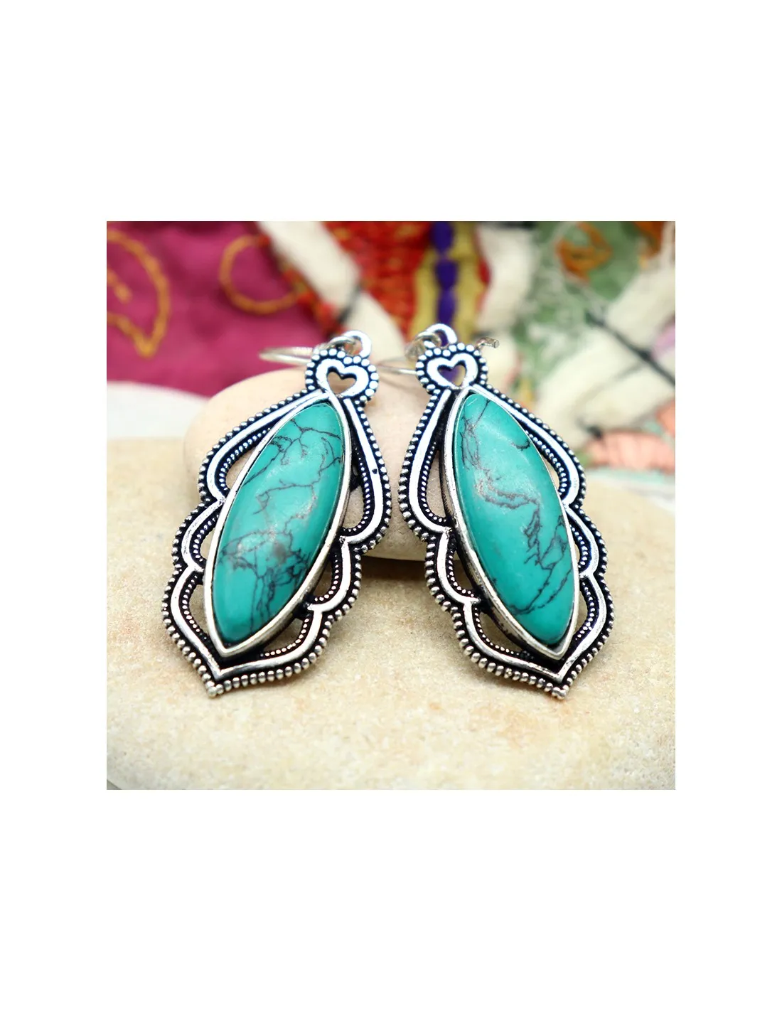 Boucles d'oreilles ethniques turquoise