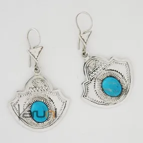 Boucles d'oreilles touareg argent et turquoise 1