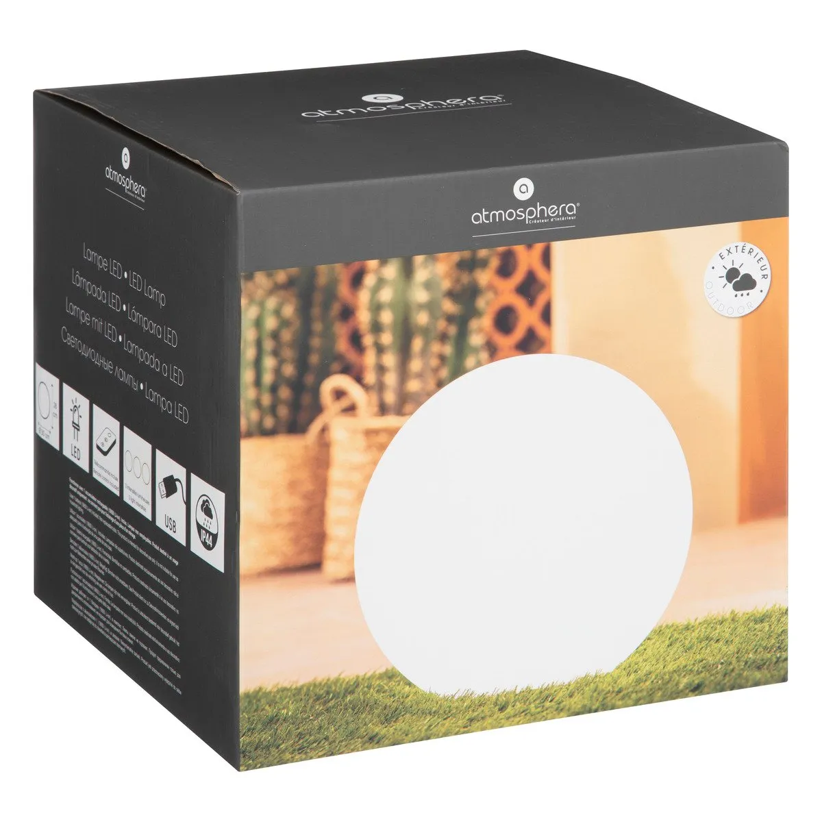 BOULE LED EXTERIEURE LUMIERE BLANC CHAUD D.30CM