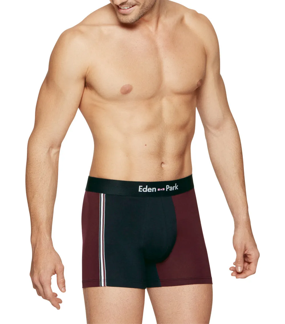 Boxer Eden Park classique à taille moyenne en coton coloblocks à coupe courte et taille élastiquée 