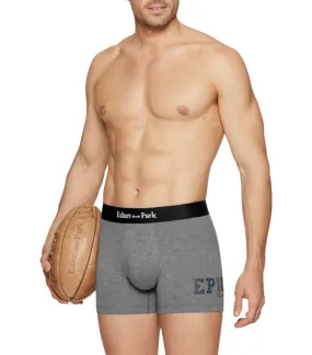 Boxer Eden Park classique à taille moyenne en coton gris à imprimé lettres rayées à coupe courte