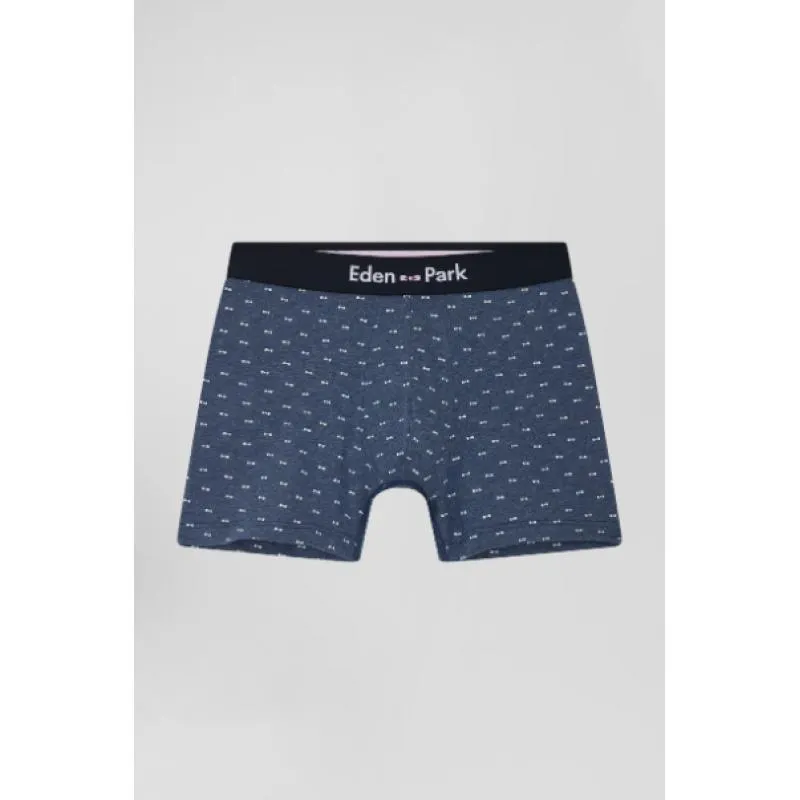 Boxer Eden Park à micro motifs noeud papillon bleu et rose en coton stretch