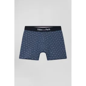 Boxer Eden Park à micro motifs noeud papillon bleu et rose en coton stretch