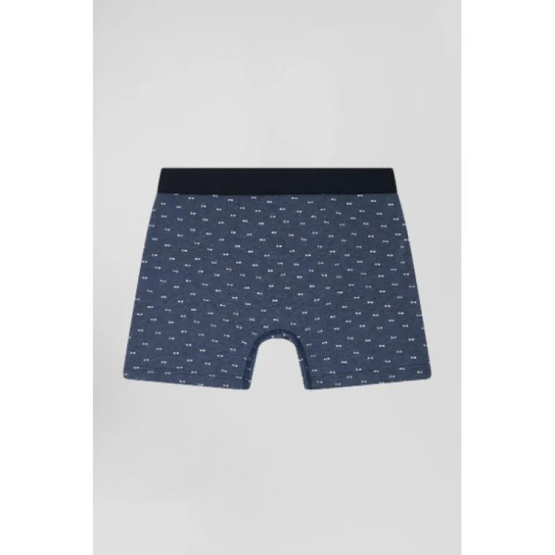 Boxer Eden Park à micro motifs noeud papillon bleu et rose en coton stretch