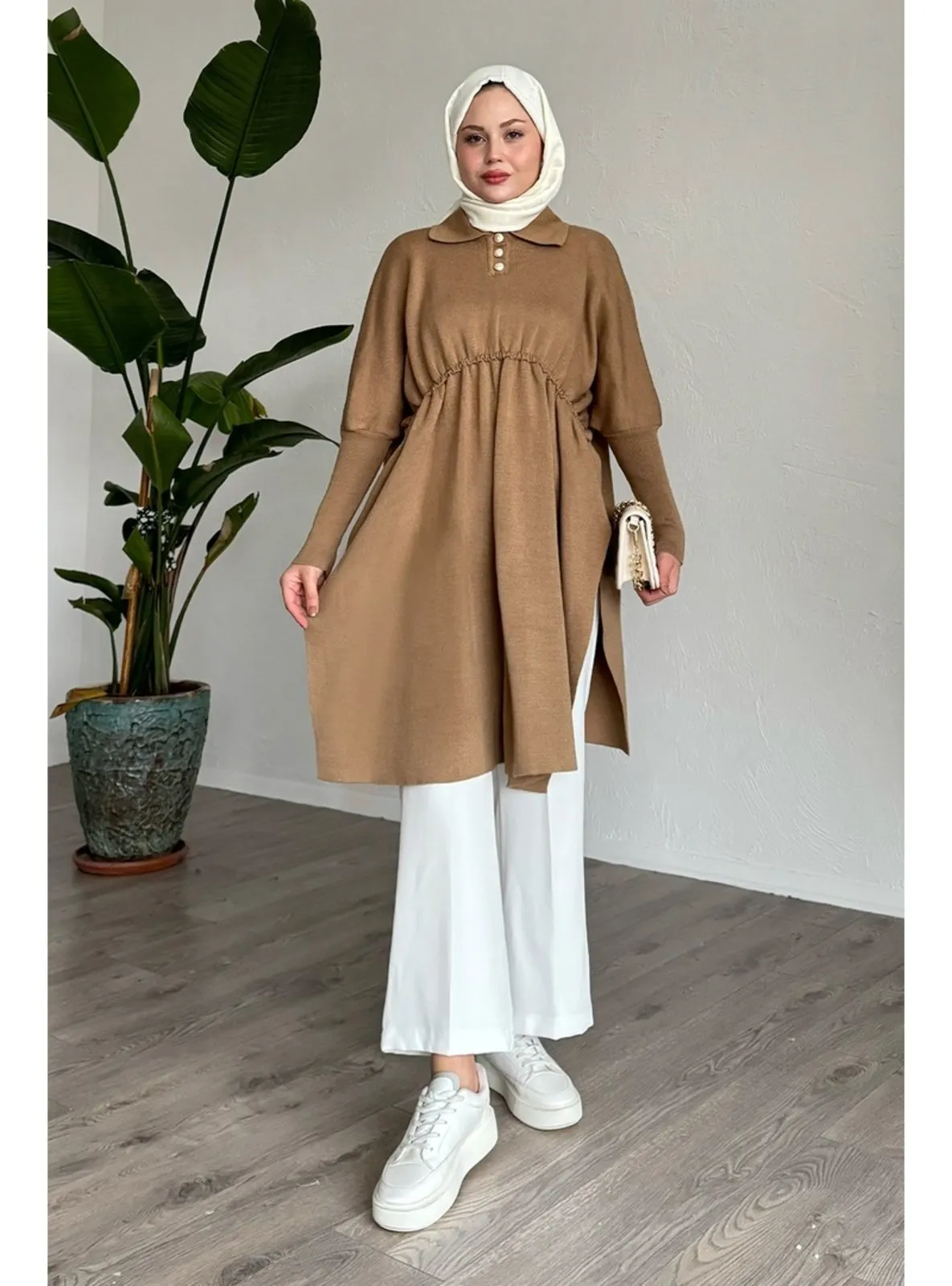 Camel - Knit Poncho