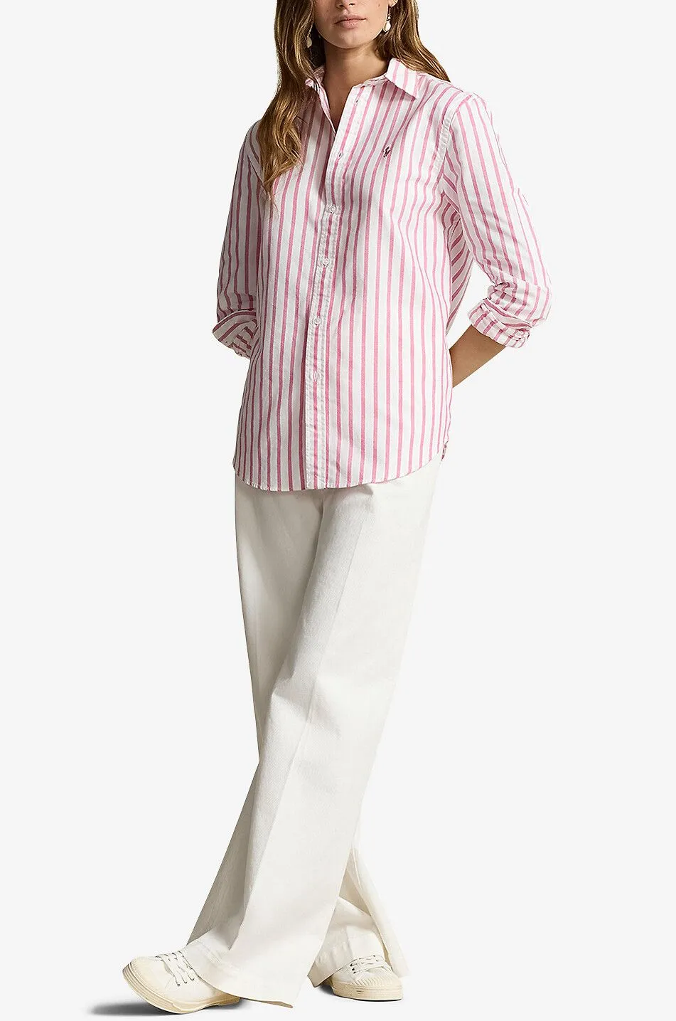 Chemise décontractée rayée en coton Oxford