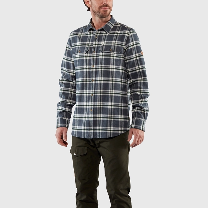 Chemise Fjällräven Men Övik Heavy Flannel Shirt Deep Forest Laurel Green