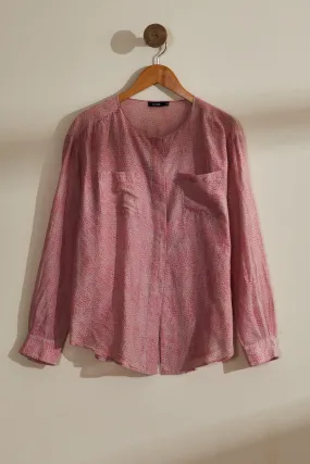 Chemise imprimée en soie rose