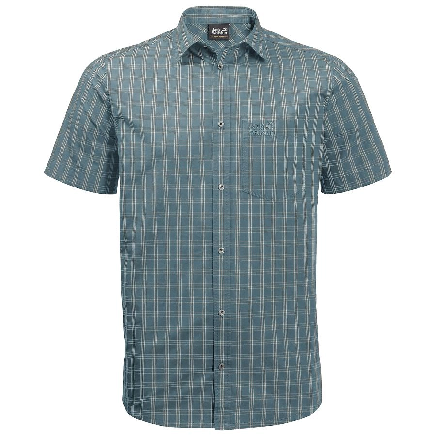 Chemise Jack Wolfskin Hot Springs Homme Teal Grey Checks