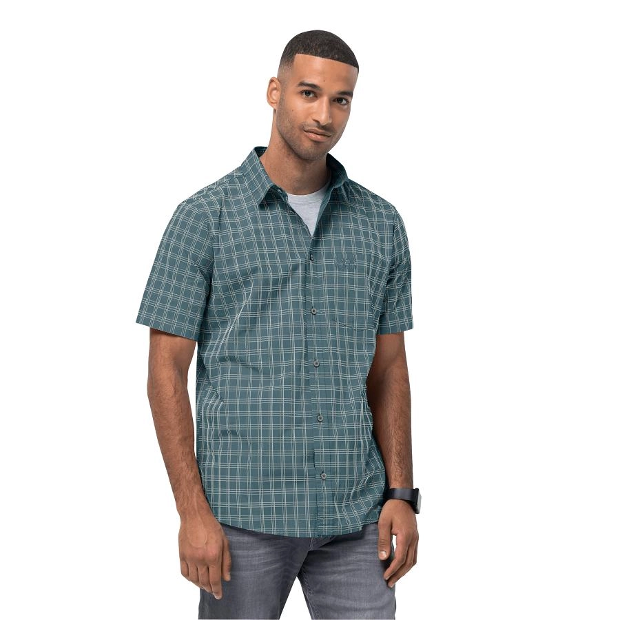 Chemise Jack Wolfskin Hot Springs Homme Teal Grey Checks