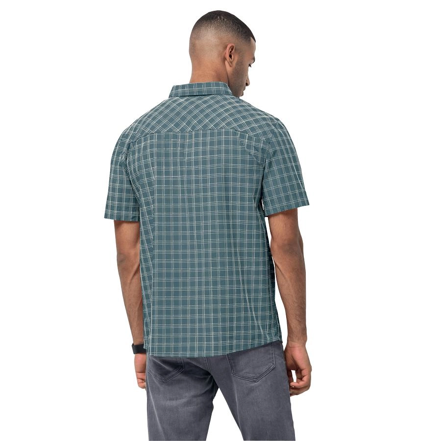 Chemise Jack Wolfskin Hot Springs Homme Teal Grey Checks