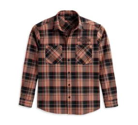 CHEMISE ML plaid brun/orange