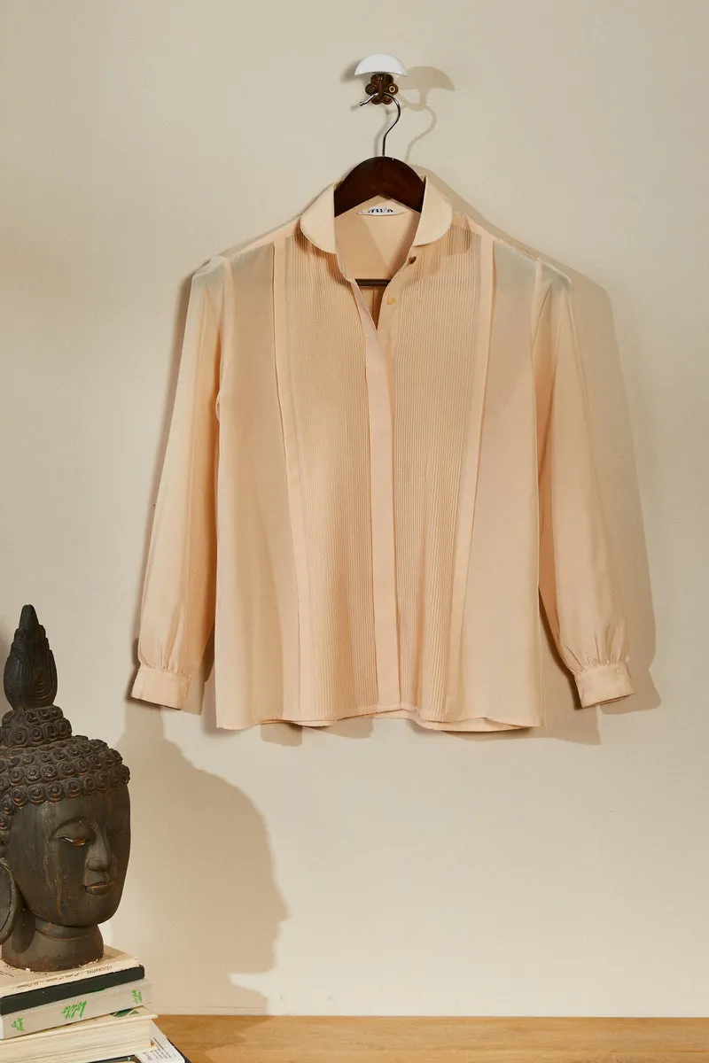 Chemise plissée beige