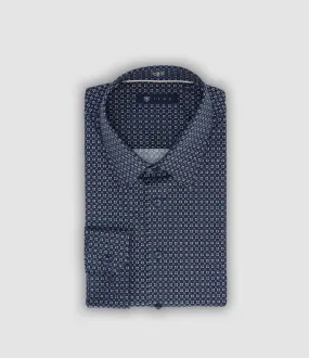 Chemise slim imprimée marine bleu gris PAUL