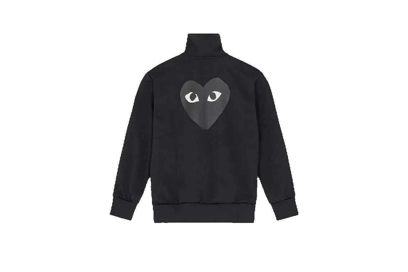 Comme des Garons PLAY - Sweatshirt zippé noir - Grand Coeur Dans le Dos - AZ-T256-051