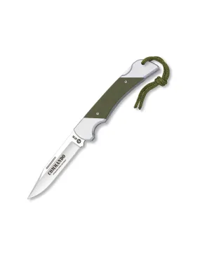 Couteau Tactique Commando, manche acier + G10 Vert, lame 8,50 cm. ⚔️ Boutique