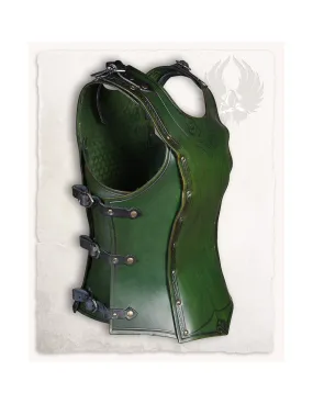 Cuirasse et dossier en cuir vert, modèle Artemis (2e édition) ⚔️ Boutique Épées