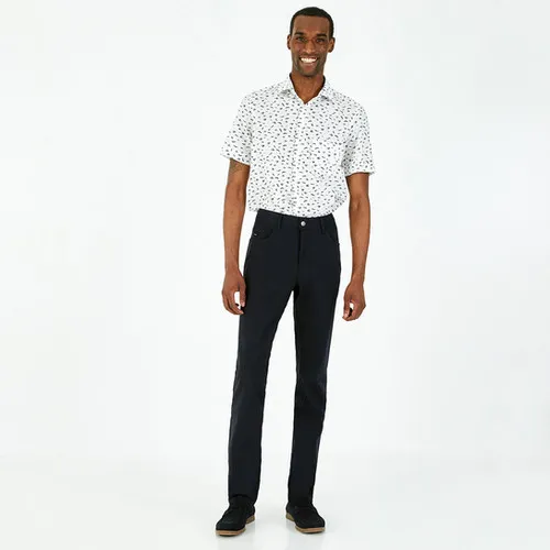 EDEN PARK : Pantalon bleu marine en coton stretch