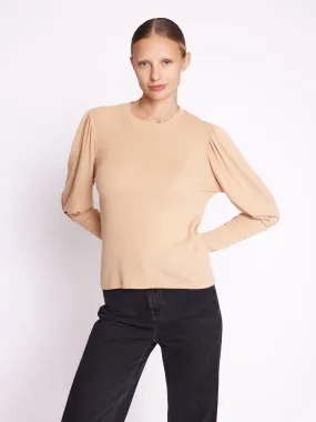 ENA | T-shirt camel manches longues bouffantes