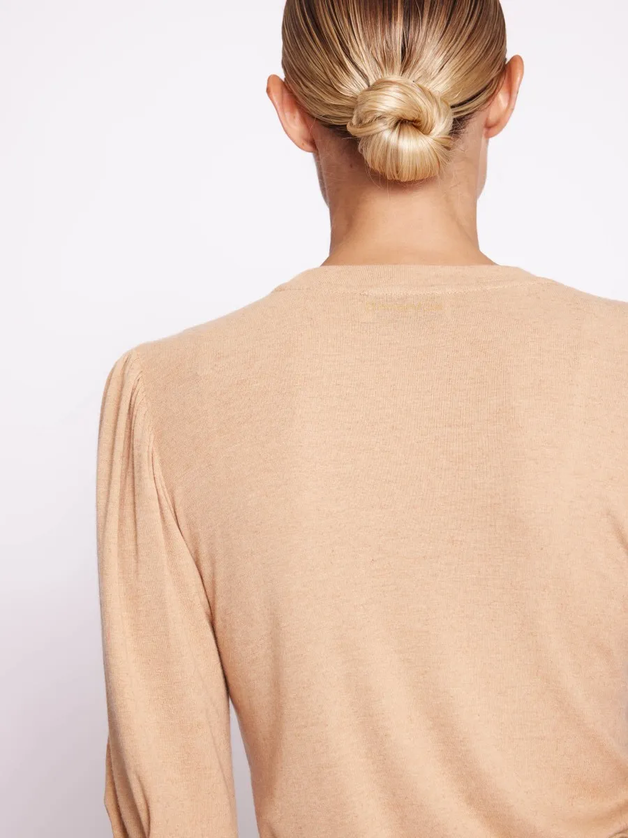 ENA | T-shirt camel manches longues bouffantes