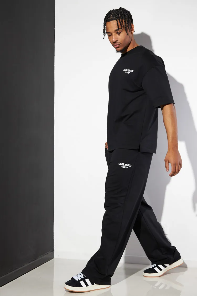 Ensemble 2 pièces t-shirt + jogging noir "care about "